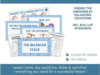 Balancing Algebraic Equations | Algebra | Lesson Notes, Slides & Activities