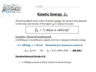 Kinetic Energy Calculations Practice