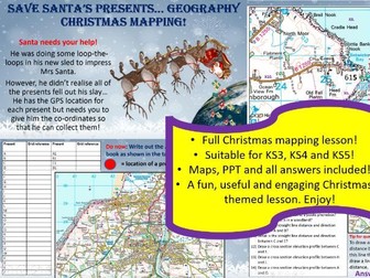 Christmas Geography Lesson - Mapping presents! Map skills, grid references and co-ordinates.