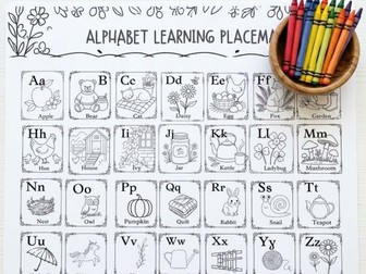 Alphabet Learning Placemat | Cottagecore ABC Printable