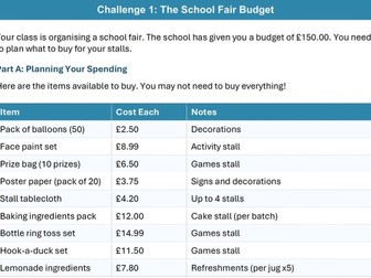 Year 6 Budget Challenge: A Full Maths Investigation KS2
