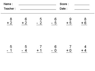 basic addition and subtraction problems.
