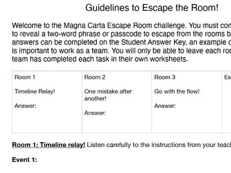 Magna Carta Escape Room Activity