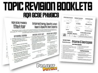 AQA GCSE PHYSICS Paper 1 Revision Booklets for 2022 Advance Information Topics