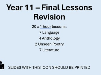 20 REVISION LESSONS AQA English Language/Literature