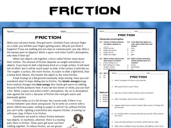 Friction Reading Comprehension Passage and Questions - PDF