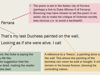 My Last Duchess: Level 8/9 Analysis of Poem (Two Lessons)