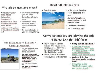 German GCSE photo card speaking practice