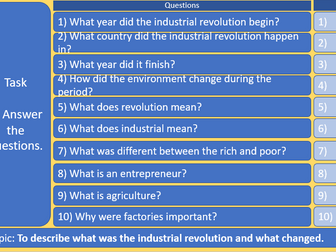 Industrial Revolution Quiz Booklet