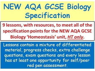 NEW AQA GCSE Biology - 'Homeostasis' lessons - HT only