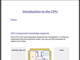 Introduction to the CPU presentation and worksheet