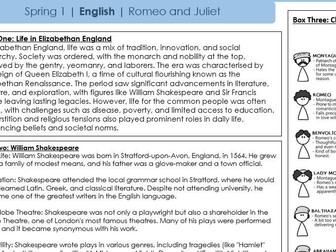 Romeo and Juliet Knowledge Organiser