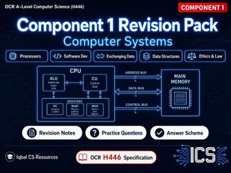 OCR A-Level Computer Science Component 1 (H446/01) Complete Revision Pack — Lesson Notes, Worksheets