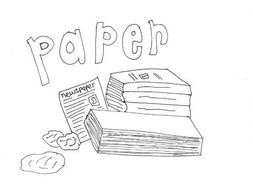 Paper :Recycling and Materials Colouring Page | Teaching Resources