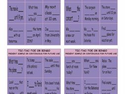 Present Simple or Continuous for Future Use Tic-Tac-Toe or Bingo