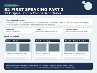 B2 First (FCE) Speaking Part 2 – 15 Photo Comparison Tasks | Exam Practice Pack