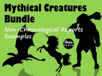 Mythical Creatures | 3 Example Non-Chronological Reports BUNDLE with Feature Identification & Answers