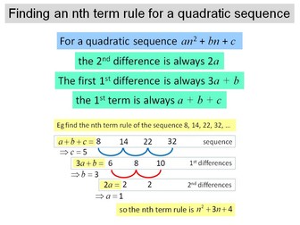 Finding the nth term rule of a quadratic sequence