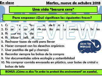 GCSE Spanish Environment - Zero Waste Lesson