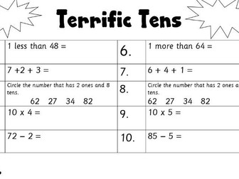 Year 2 Maths Terrific Tens Spring