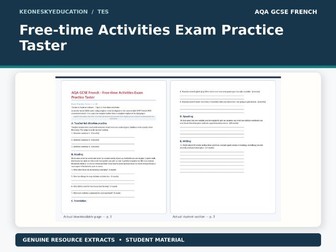 AQA GCSE French 8652 - Free-time Activities Exam Practice Taster