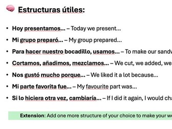 Spanish/French - Food Tech Cross Curricular Presentations