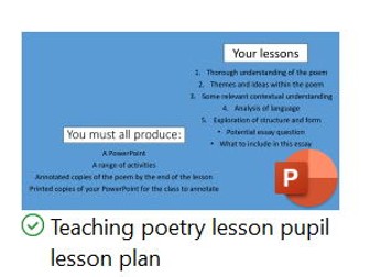 Teaching pupils how to deliver lesson on poetry - Pupil led lessons