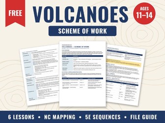 Volcanoes KS3 Scheme of Work – FREE | 6 Lessons, 5E Sequence, NC Mapping
