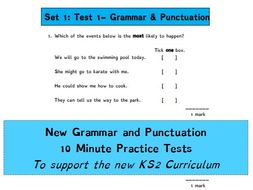 Grammar and Punctuation 10 Minute Tests (10 Tests in Each Unit)