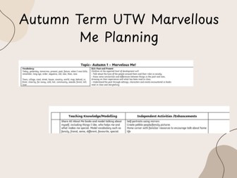 Autumn Term UTW Marvellous Me Planning