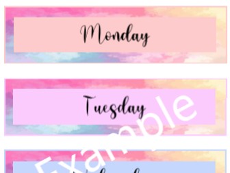 Days of the week Tray Labels