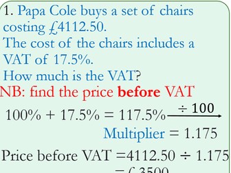 Percentage - Reverse Percentage  Calculator (Multiplier Method)
