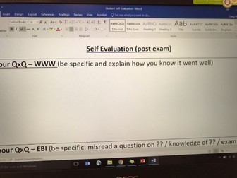 Exam evaluation - student self assessment