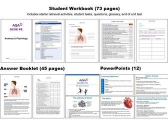 GCSE PE AQA Anatomy & Physiology Workbook, Answer Booklet and PowerPoints