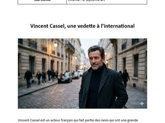 AQA French A Level stimulus card - Vincent Cassel, une vedette à l’international