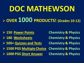 25 Kinematics WORKSHEETS, 3 Kinematics QUIZZES and 4 Kinematics TESTS WITH ANSWERS