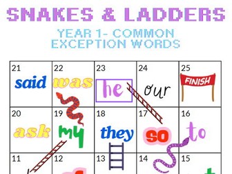 Snakes and Ladders - Year 1 words
