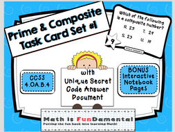 Prime or Composite? Task Card Set # 1 with Coded Answer Document
