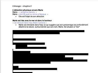l'étranger - chapitre 2 notes