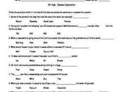 Bill Nye: Space Exploration video sheet