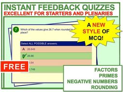 Instant Feedback Maths Quiz (Number 1)