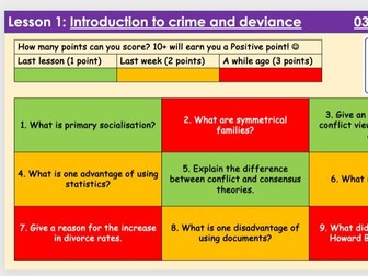 Y10 AQA GCSE Sociology Crime and Deviance Lessons