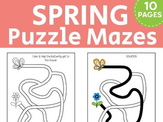Spring Puzzle Mazes : Springtime Critical Thinking / Spring Activities