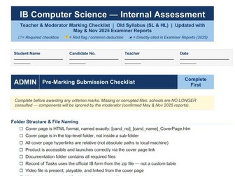 IB Computer Science IA- Teacher Marking & Moderation Toolkit (Old Syllabus, SL/HL)