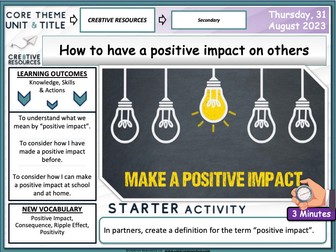 Having a positive impact on others (School, Family, friends)