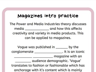 Eduqas Magazines introduction writing