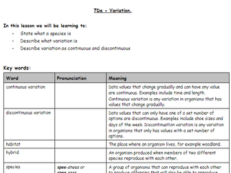 7D - Ecosystems  - First lesson FREE - 7Da Variation - Exploring Science