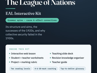 IGCSE History 0470: The League of Nations EAL Unit