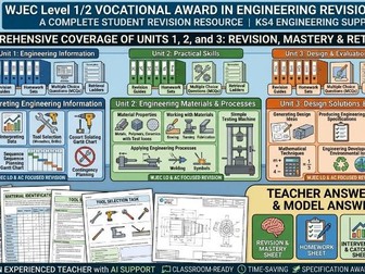 WJEC Level 1/2 Vocational Award in Engineering Revision Sheets | Units 1, 2 and 3 | Student Revision