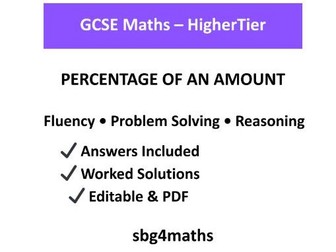 GCSE Maths Higher – Percentage of an Amount Exam-Style Worksheet with Answers